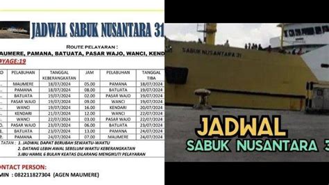 Jadwal sabuk nusantara kendari wanci 2023  SerambiNews