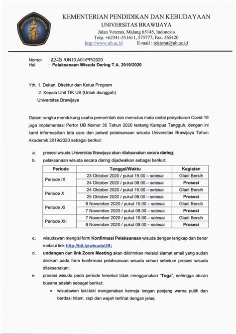 Jadwal wisuda ub  Pelaksanaan Wisuda Periode XIII dan XIV TA