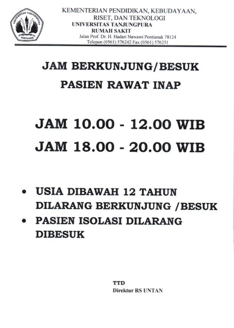 Jam besuk rs pusri jam besuk malam hari pukul 17:00 – 19:00 WIB; Tata Tertib waktu Besuk RS Polri Kramat Jati