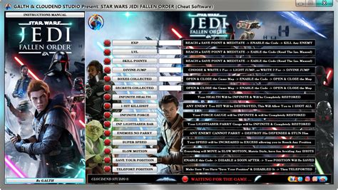 Jedi fallen order cheat engine table  Other user's assets All the assets in this file belong to the author, or are from free-to-use modder's resources; Upload permission You are not allowed to upload this file to other sites under any circumstances; Modification permission You are allowed to modify my files and release bug fixes or improve on the