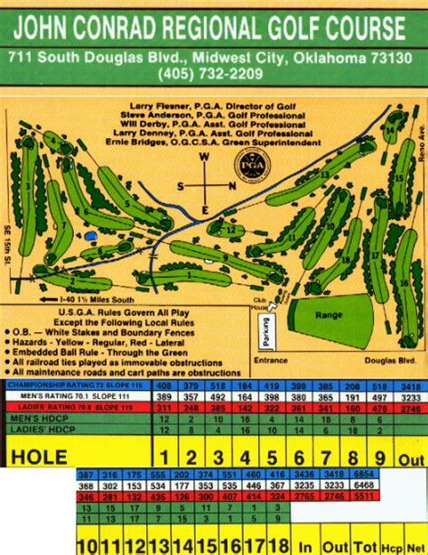 John conrad regional golf course scorecard  711 S Douglas Blvd, Midwest City, OK 73130-4213