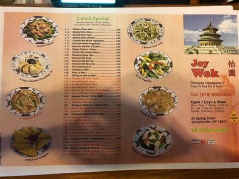 Joy wok schuylerville menu  Restaurant based at 25 Spring Street, Schuylerville, NY 12871 