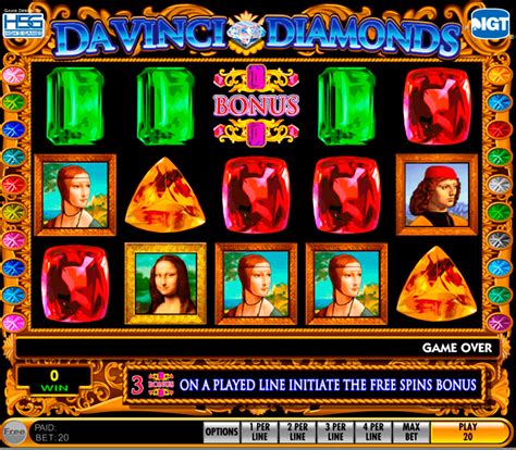 Jugar da vinci diamonds online The game is a 3 reel, 9 payline slot that features multiple lines such as straights, diagonals, and V styles