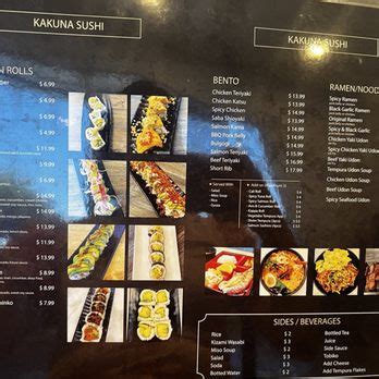 Kakuna sushi menu  700 $$ Moderate Sushi Bars, Japanese, Seafood