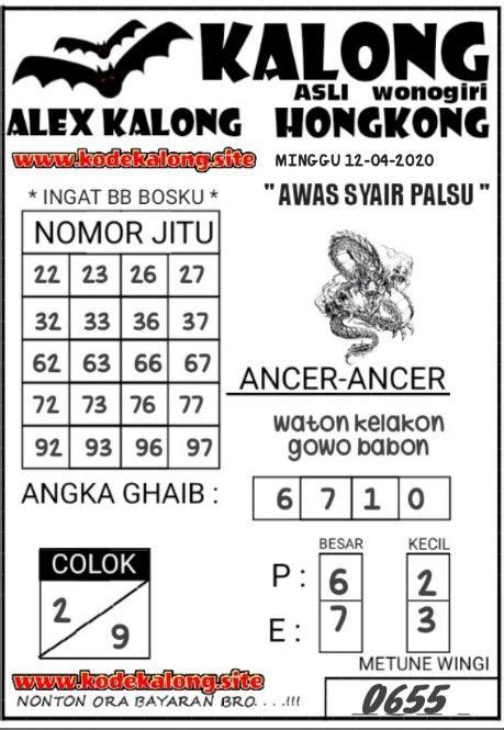 Kalong hongkong  Data Angka Keluar Shio Hongkong Hk Togel Hari