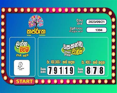 Kapruka 1394  Development Lottery Board Kapruka 18 September 2023 Draw Number 1391 results