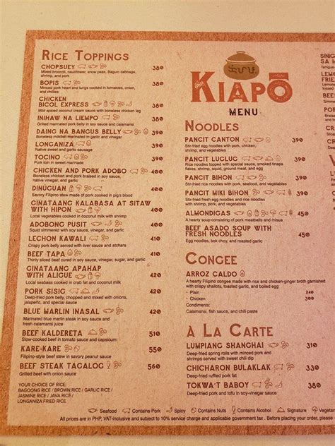 Kiapo okada menu  Kiapo