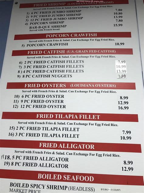 Kim's seafood bossier menu  Captain La Fish and Chicken