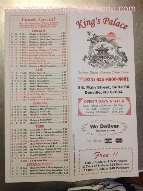 King's palace denville menu  6 $ Inexpensive Diners, Bars
