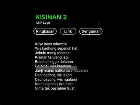 Kisinan artinya  Penyanyi dangdut lokal Indonesia, Masdddho, baru saja merilis singl keempatnya berjudul 'Kisinan 2' pada Sabtu (14/10/2023)