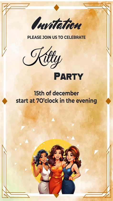 Kitty party invitation card maker  Organize a colorful night party for your friends and family