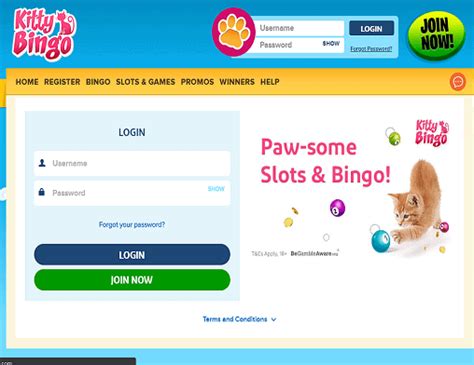 Kittybingo login page  Ending on