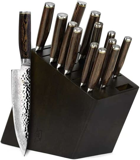 Emojoy Knife Set, Kitchen Knife Set with Craving Fork and Detachable Wooden  Block, 16-Piece German