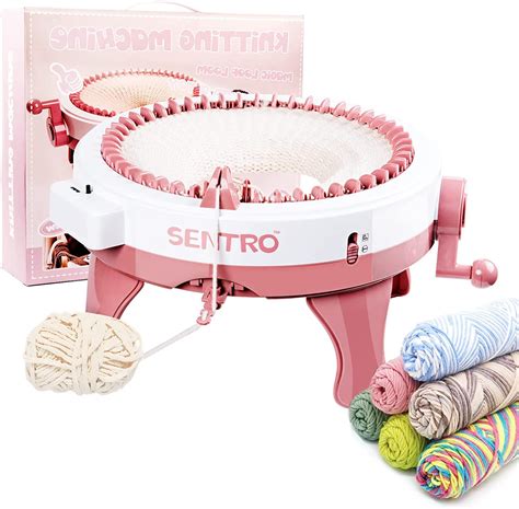 Zcvtbye Knitting Machine,48 Needles Knitting Machines with Row Counter and Pompom Maker, Smart Weaving Round Loom,Double Knit Loom Machine Kit,DIY