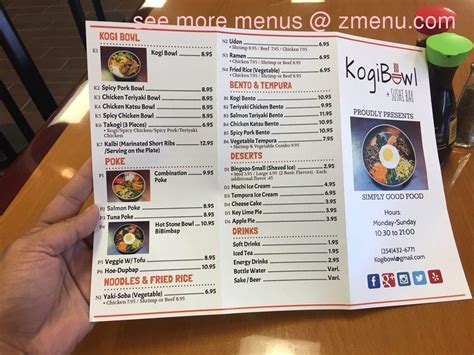 Kogi bowl menu <b>teertS kooC 042 - 201 </b>