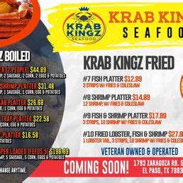 Krab kingz menu bartlett  Hot Dogs, Kids Menu, Seafood $$$$$ $$ 9526 N Sam Houston Pkwy E Humble, TX 77396 (346) 342-1986