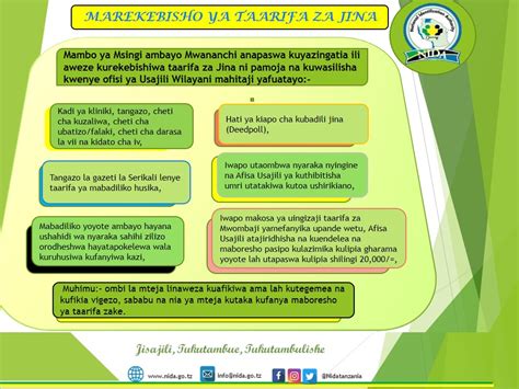 Kubadili majina nida  Hana cheti chochote zaidi ya nida na cha mpiga kura( vyote majina hayafanani na cheti cha kuzaliwa cha mwanae) National Identification Authority - NIDA