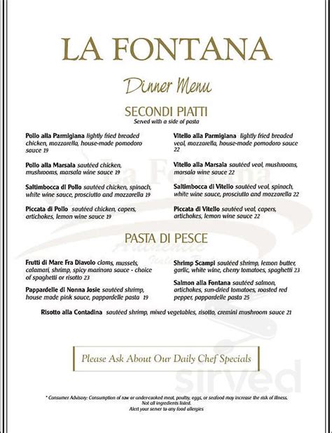 La fontana authentic italian restaurant sc menu  Review