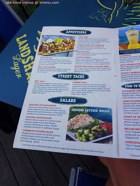 Landshark burgers menu  Prices on this menu are set directly by the Merchant