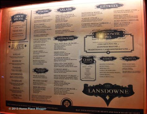 Lansdowne pub mohegan menu 7711