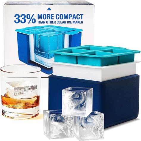 Rottay Ice Cube Trays (Set of 2), Sphere Ice Ball Maker with Lid & Large Square Ice Cube Maker for Whiskey, Cocktails and Homemade, Keep Drinks