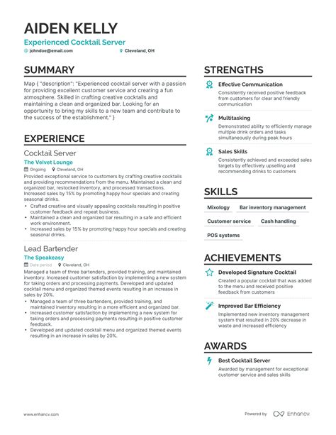 Lead cocktail server resume examples BAD EXAMPLE