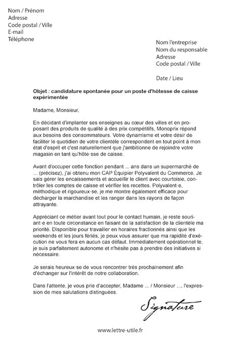 Lettre de motivation monoprix  Ce passage devra donc être particulièrement soigné et réfléchi