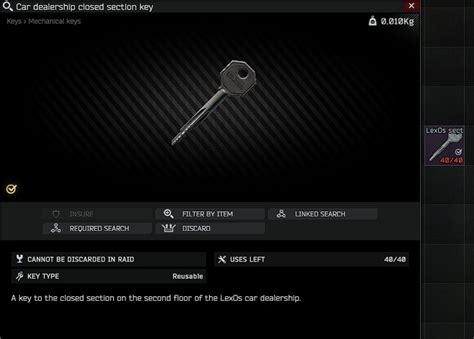 Lexos closed section key  r/EscapefromTarkov