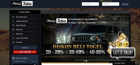 Link jeeptoto  Antara lain: - BCA - BRI - BNI - MANDIRI - DANAMON - DANA - OVO - GOPAY - LINK AJA - QRIS Jeeptoto mempunyai banyak sekali solusi apabila pemainnya mengalami kendala dalam bermain Togel Online di Situs Bandar Togel Online Terbaik kami