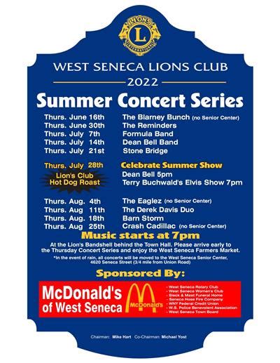 Lions club west seneca  The first date is June 13th