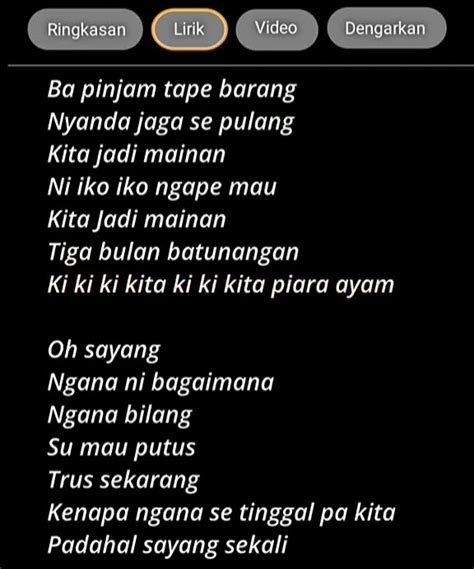 Lirik lagu ku pinjam tape barang  F#