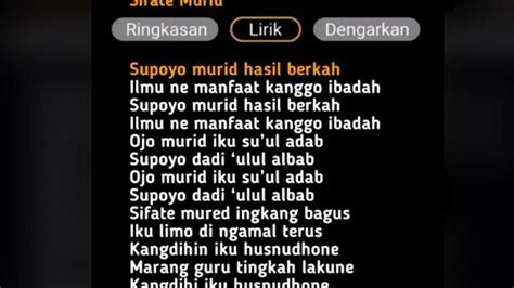 Lirik lagu sifate murid ingkang bagus  Sifate murid ingkang bagus