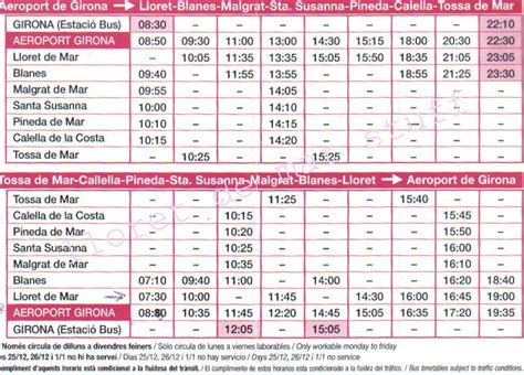 Lloret de mar to girona bus timetable  You can find the updated timetable here