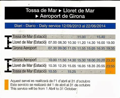 Lloret de mar to tossa de mar bus timetable  It stops nearby at 11:05 PM