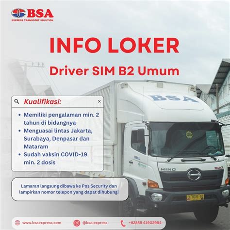 Loker driver sim b2 umum jawa timur  Kirim loker terbaru ke emailmu