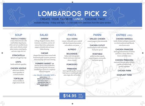 Lombardo's dobbs ferry lunch menu 