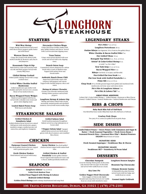 Longhorn steakhouse kingsland menu  "Although you might be splitting these onion rings with someone and not eating the whole basket, they are still a high-calorie choice