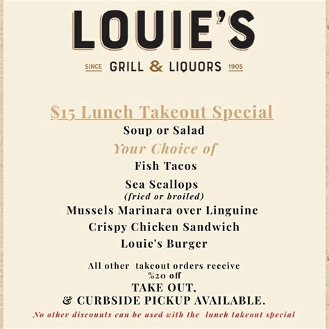 Louie's port washington lunch menu  340 cals