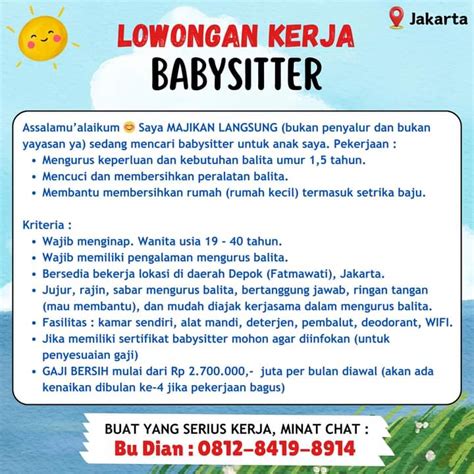 Lowongan kerja baby sitter langsung majikan  Perjanjian perpanjangan kontrak kerja wajib dilakukan langsung oleh majikan dan