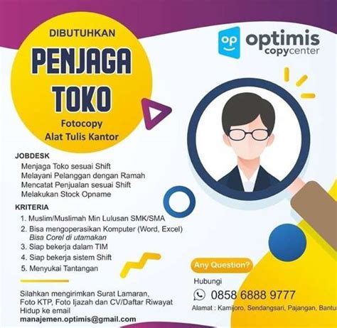 Lowongan kerja jaga toko itc bsd 000+ lowongan kerja terbaru Pekerjaan penuh waktu, sementara dan paruh waktu Langganan informasi lowongan kerja Cepat & Gratis Pemberi kerja terbaik di DI Yogyakarta Kerja: Jaga rumah - dapat ditemukan dengan mudah! Lowongan Kerja Jaga Toko Tanpa Ijazah Terbaru 2023