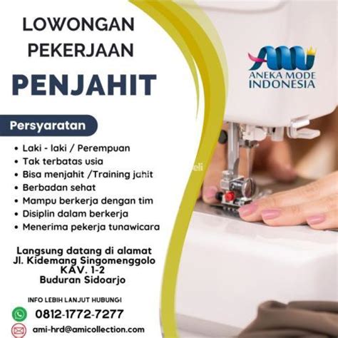 Lowongan kerja jahit terdekat 000+ lowongan kerja terbaru di Indonesia dan di luar negeri Gaji yang layak Pekerjaan penuh waktu, sementara dan paruh waktu Cepat & Gratis Pemberi kerja terbaik Kerja: Jahit butik - dapat ditemukan dengan mudah!Kerja: Jahit dan payet Cari di antara 16