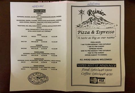 Luigi's pizza rainier menu 00