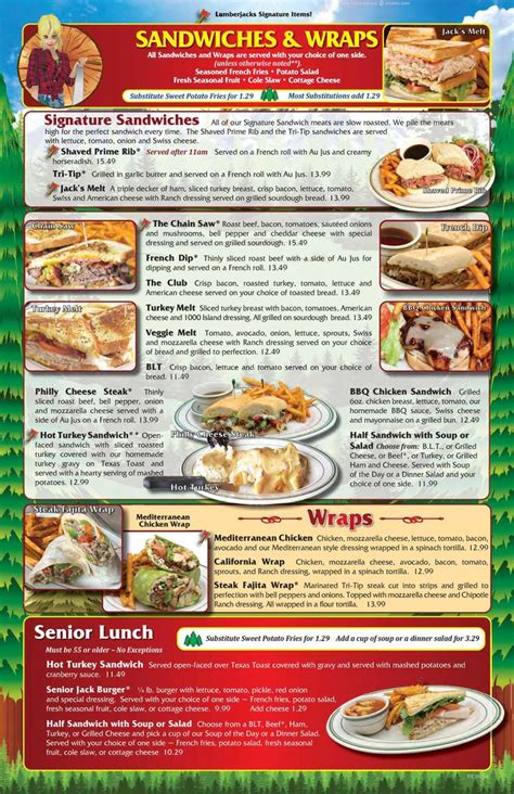 Lumberjacks senior menu Lumberjack's Kitchen (Duncannon, PA) Lovely restaurant! Delicious menu