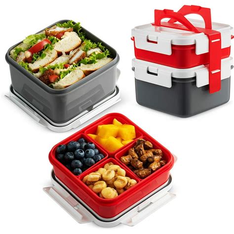 Linoroso All-in-One Bento Box Adult Lunch Box, 2 Stackable