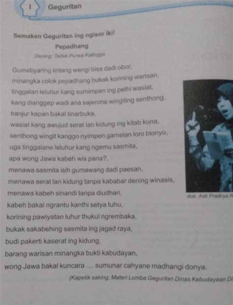 Maceme geguritan iku opo ae Mula saka iku, lumantar geguritan pamaca bisa nemokake tuntunan kang gegayutan karo kahanan