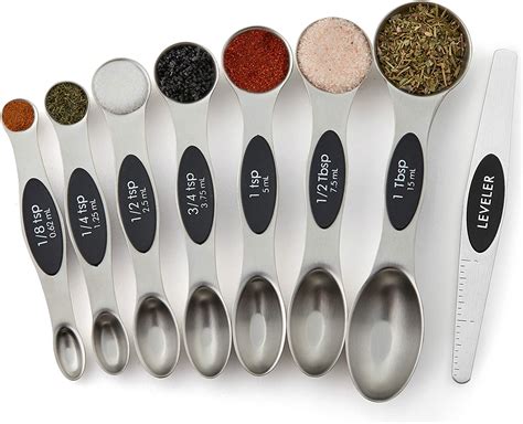 Spring Chef Magnetic Measuring Spoons Set with Strong N45 Magnets, Heavy  Duty Stainless Steel Metal, Fits in Most Kitchen Spice Jars for Baking &  Cooking, BPA Free, Multi-Color, Set of 8 with