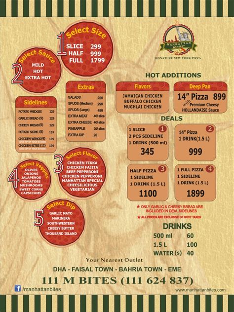 Manhattan bites bahria town lahore  A franchise of Manhattan Bites, serving 21 inch pizza, opposite Grand Mosque Bahria Town Lahore 17 reviews #277 of 370 Restaurants in Lahore $$ - $$$ Pizza Middle Eastern Pakistani