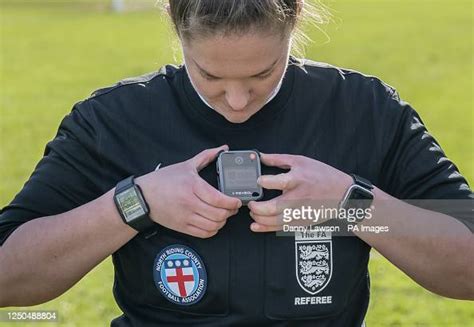 Manjaros redcar Download this stock image: Referee Sophie Wood with a Bodycam during a bodycam trial ahead refereeing Redcar CF v The Southern Cross FC during the Division One Manjaros Langbaurgh League match at North Riding County FA, Middlesbrough