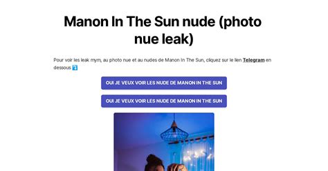 Manon in the sun mym leak  Experience the allure of Manon In The Sun, a 26-year-old goddess who will mesmerize you with her intoxicating beauty