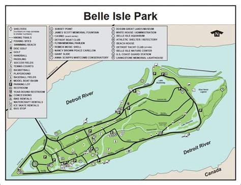 Map of belle isle shelters  